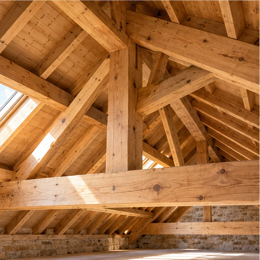 Illustration de charpente traditionnelle en bois
